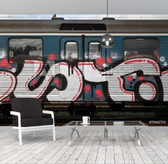 Image de Graffiti on commuter train